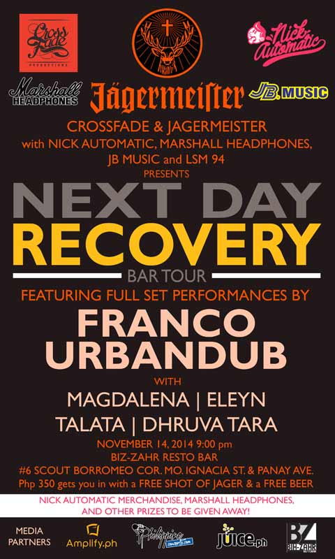 Next Day Recovery Bar Tour featuring Franco and Urbandub