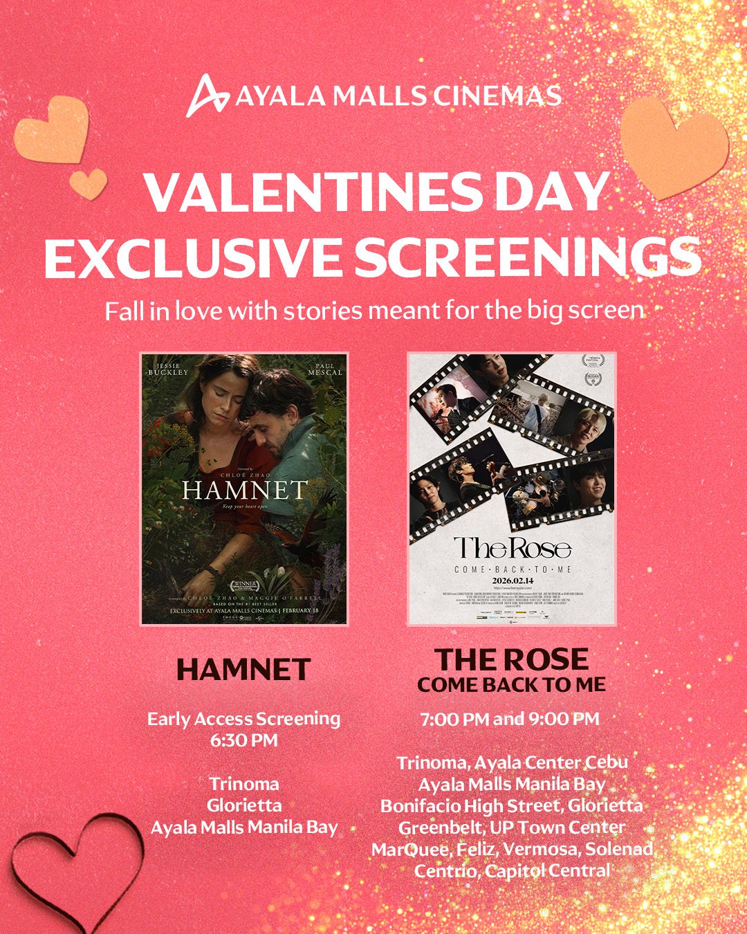 Love is on the Big Screen with Ayala Malls Cinemas, Featuring Two Special Valentine’s Screenings!