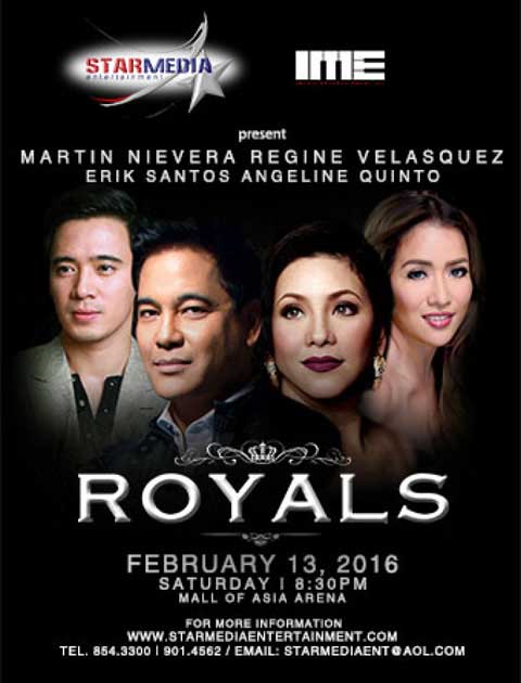 Royals: Martin Nievera, Regine Velasquez, Erik Santos and Angeline Quinto
