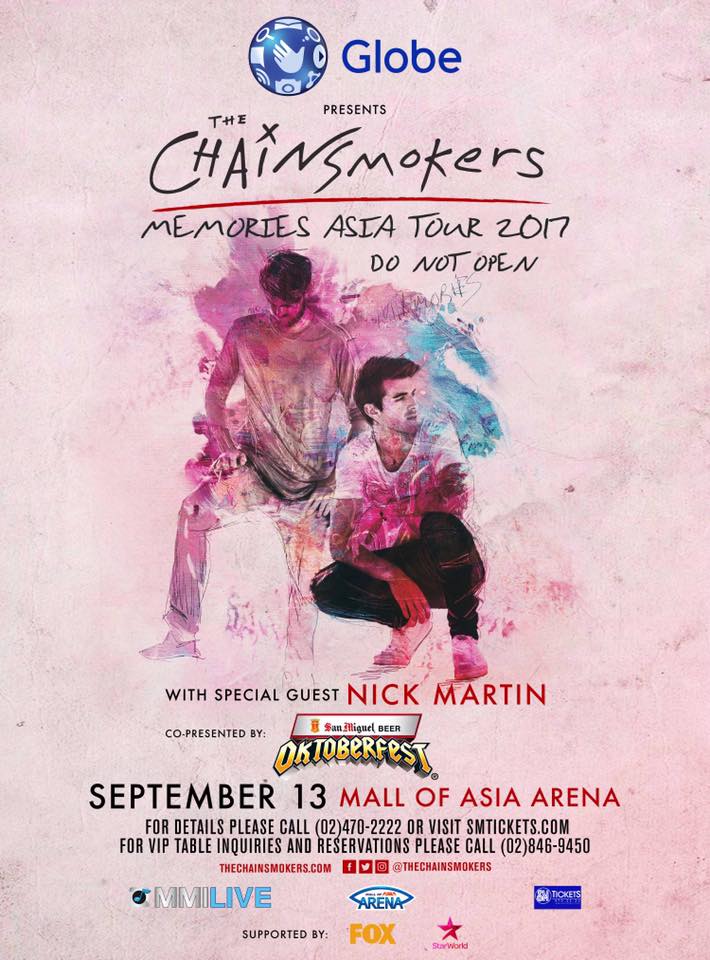 Grammy-Awardee and Multi-Platinum Selling Duo  THE CHAINSMOKERS To Return To Manila!