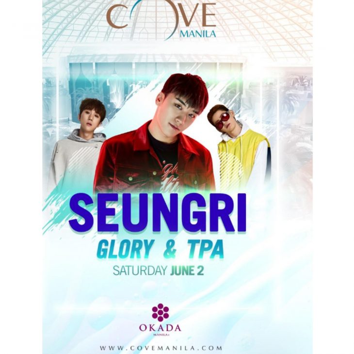 Big Bang’s Seungri to Spin at Cove Manila with DJs Glory and TPA on June 2