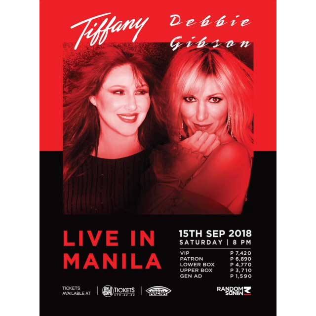 80s Pop Music Icons Tiffany and Debbie Gibson bring the Party – and the Memories – Back to Manila this September 2018