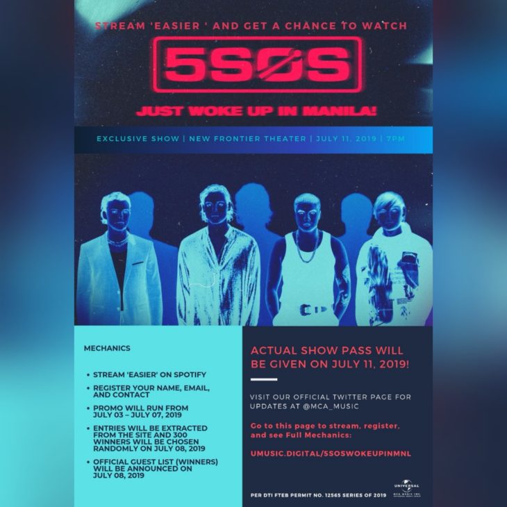 5 Seconds Of Summer To Wake Up In Manila on July 11