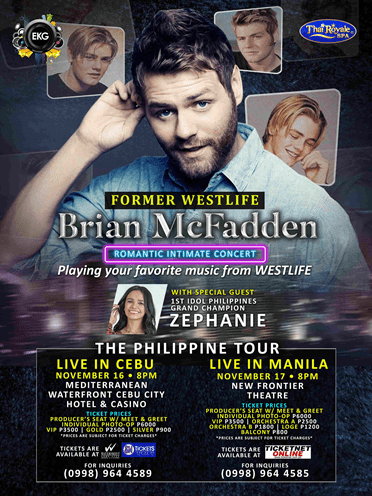 Former Westlife Member, Brian Mcfadden in an Intimate Concert in Cebu and Manila this November