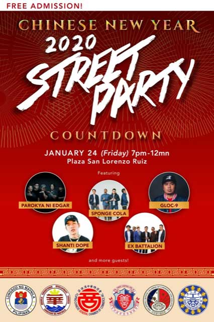 Parokya ni Edgar, Sponge Cola, Gloc-9 and more to lead Grand Chinese New Year 2020 Celebration