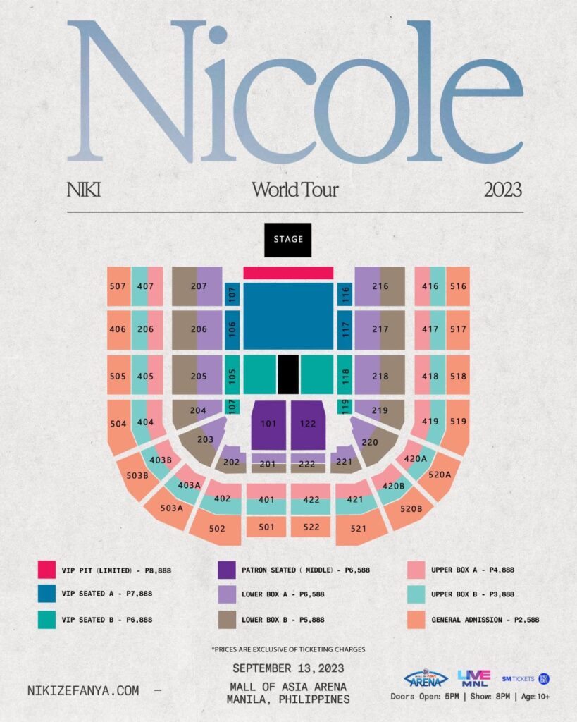 nicole world tour manila ticket price