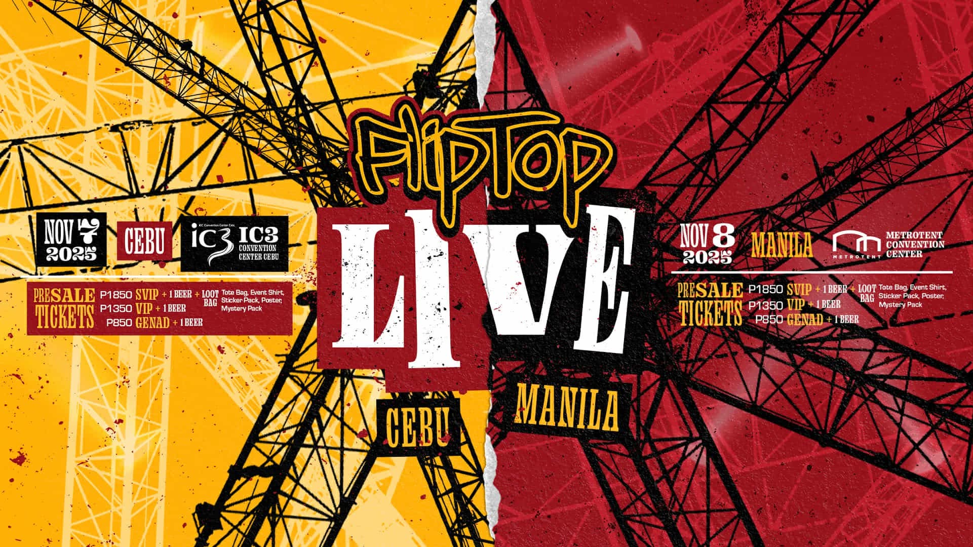 Gloc-9, Loonie, and US-based Bambu x DJ Phatrick headline FlipTop Live in Cebu on Nov. 7 and in Manila on Nov. 8