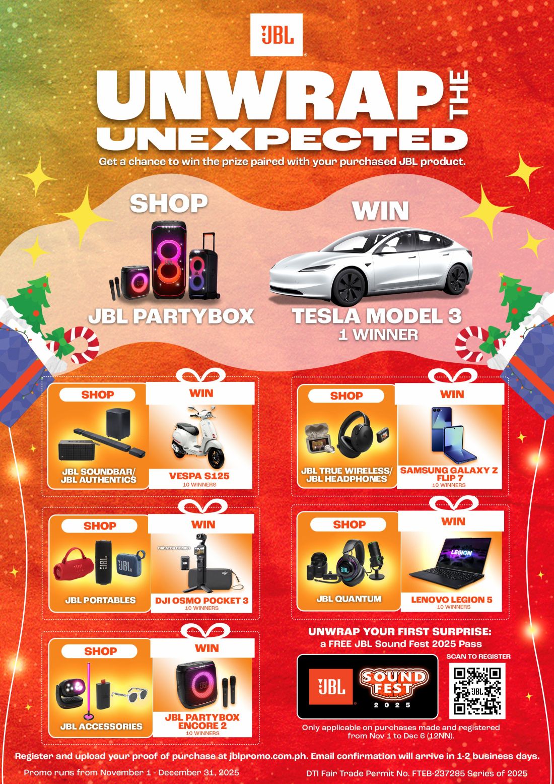 Unwrap the Unexpected: Win a Tesla Model 3 and more with JBL!