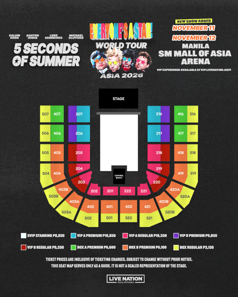 5SOS Live at the SM Mall of Asia Arena Seat Map