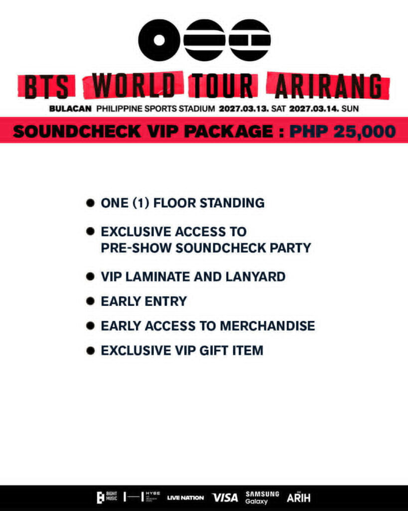 BTS Bulacan Soundcheck VIP Package