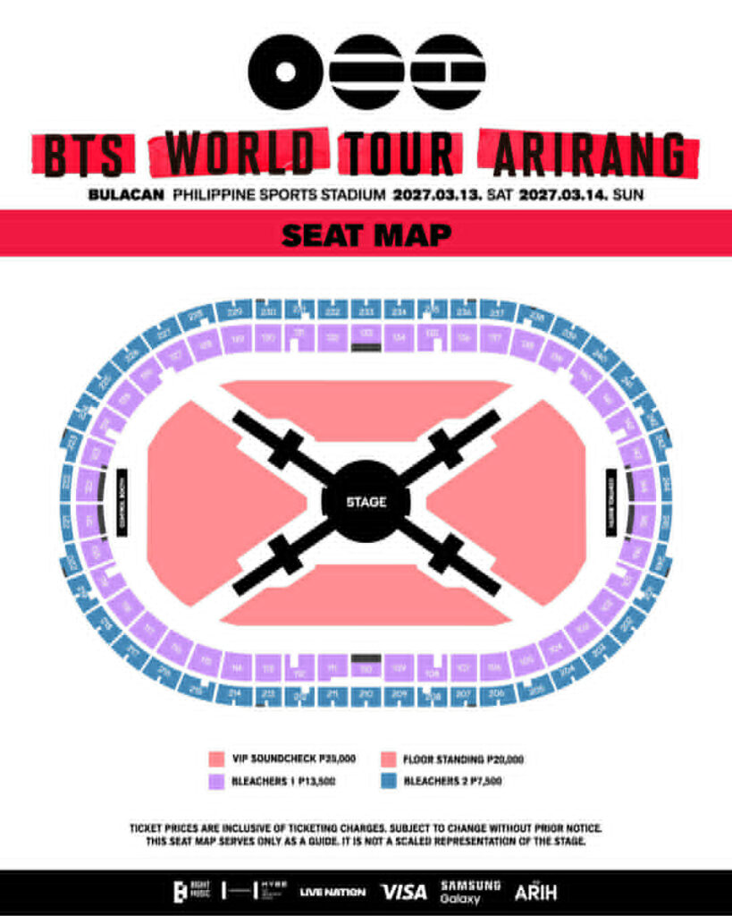 BTS Live at the Philippine Sports Stadium Seat Map